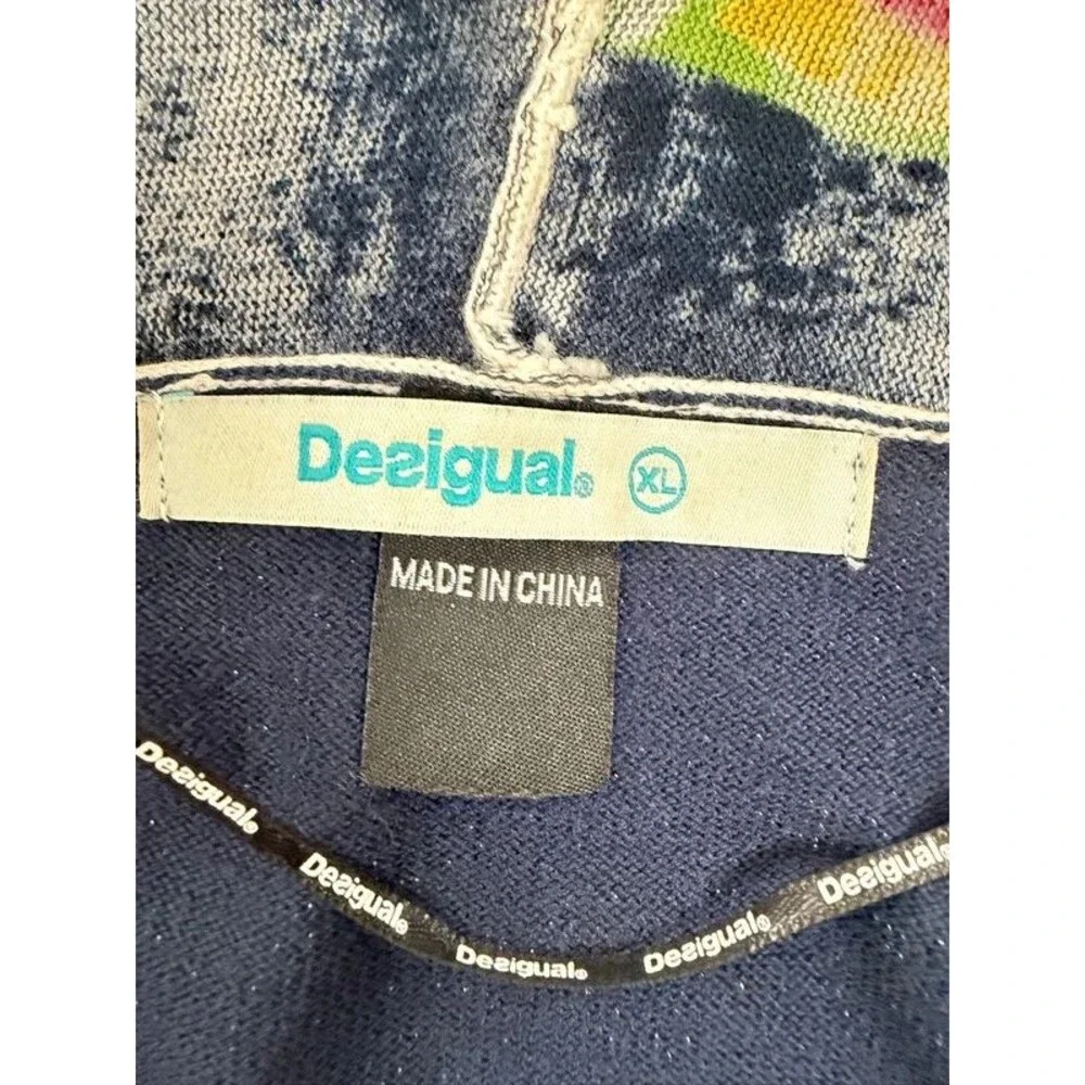Desigual Rhinestone-Embellished Art Print Wrap Cardigan Sweater Metallic